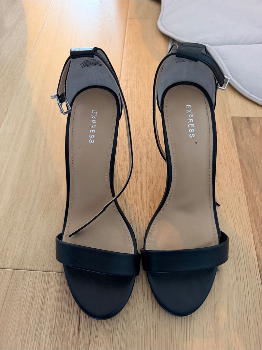 Express Black Open-Toe Ankle-Strap Heels